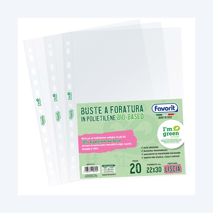 Buste forate 22 x 30 cm PE Bio-Based — 100217 | Ecotempo