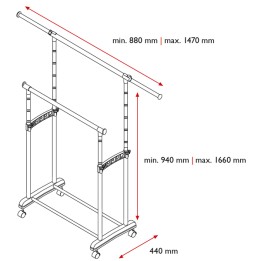 Appendiabiti su ruote Gastone 2 barre Perfetto | Ecotempo