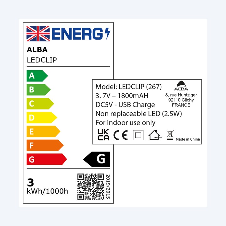 Lampada LEDCLIP 2,8W Nero Alba | Ecotempo