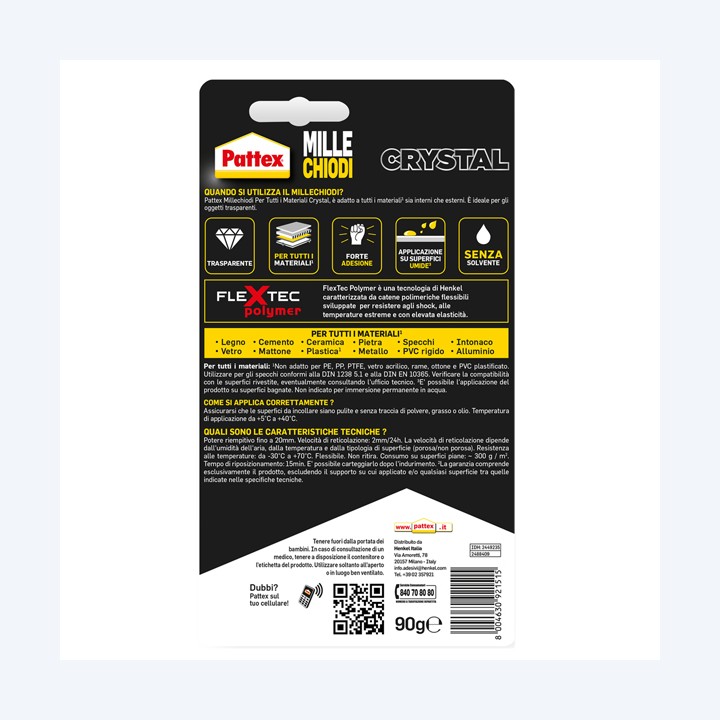 Colla Pattex Millechiodi Crystal 90 gr — 101087 | Ecotempo