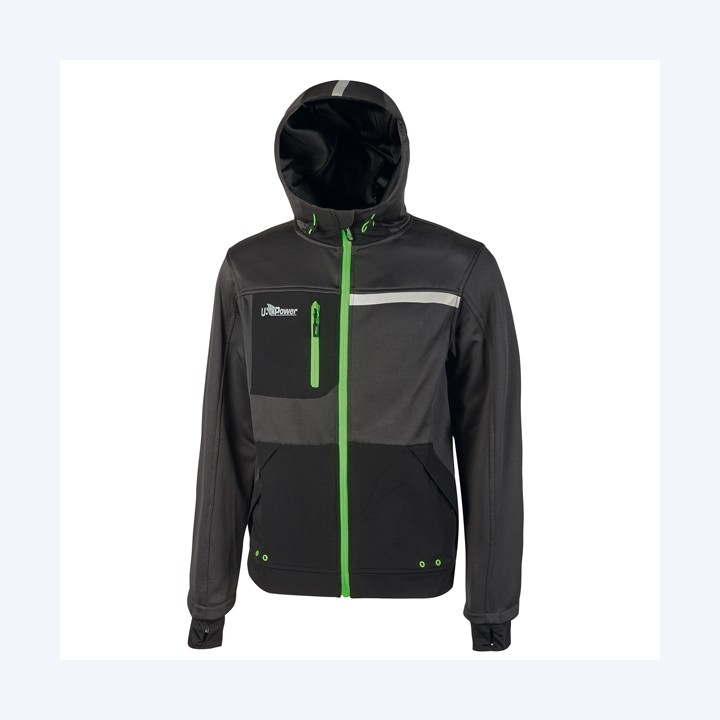 Felpa Galaxy taglia XL nero/verde U-Power | Ecotempo