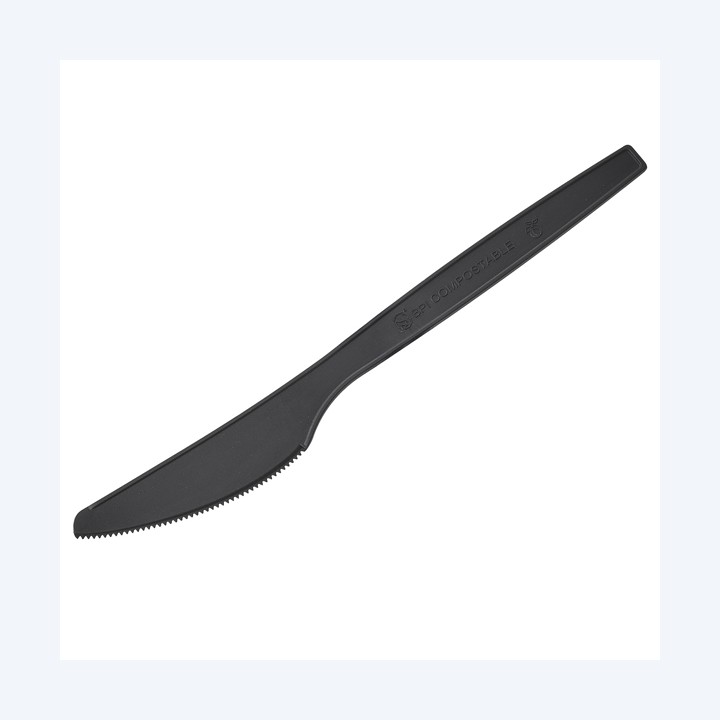 Coltello monouso in CPLA 16 cm nero — 101406 | Ecotempo