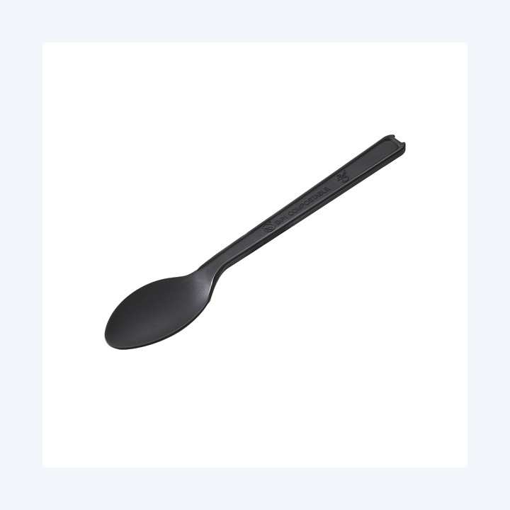 Cucchiaino monouso in CPLA 12,5 cm nero — 101409 | Ecotempo