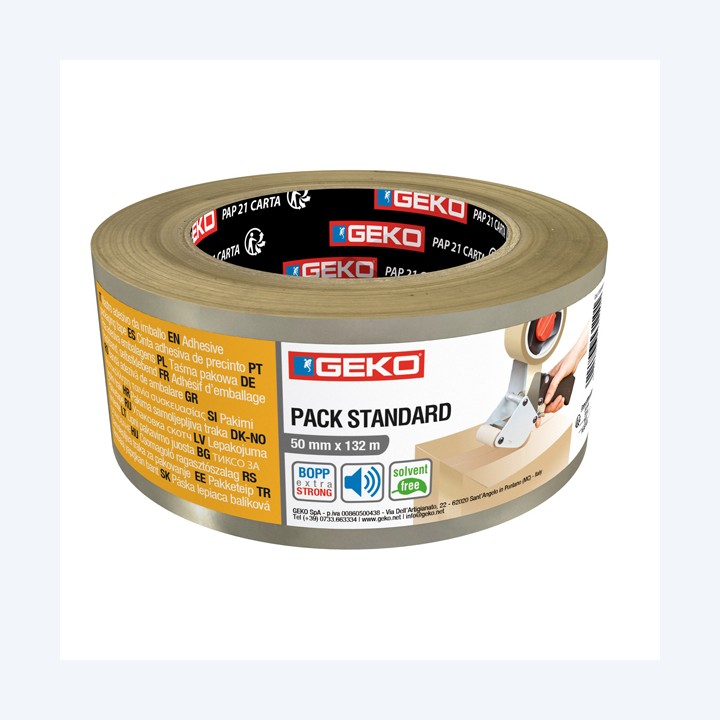 Nastro adesivo 5 cm x 132 m PLP trasparente Geko | Ecotempo