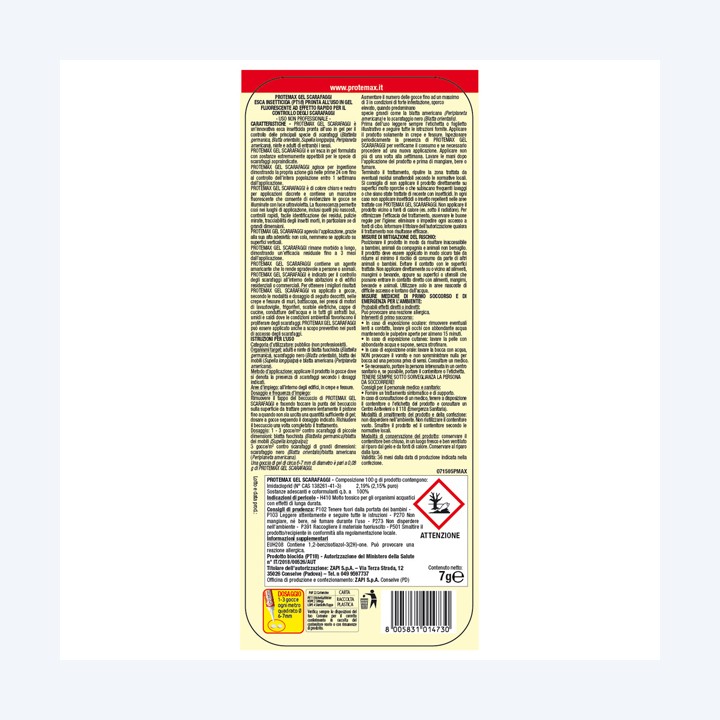 Esca gel siringa per scarafaggi 7 gr Protemax | Ecotempo
