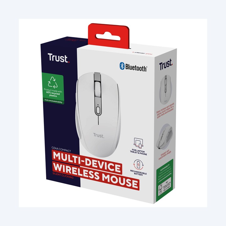 Mouse OZAA wireless bianco Trust | Ecotempo