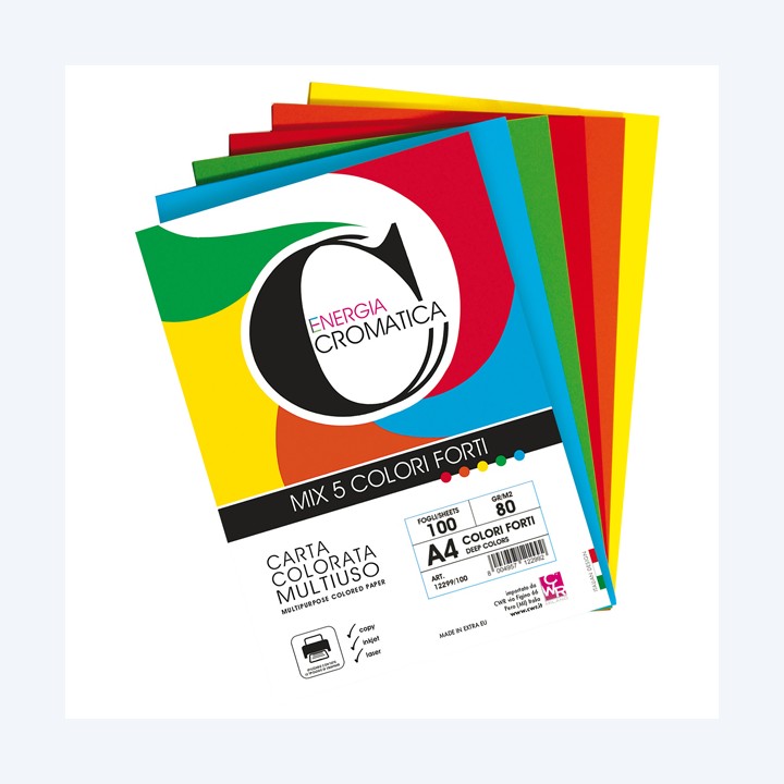 Risma carta Cromatica A4 80 gr colori — 103100 | Ecotempo
