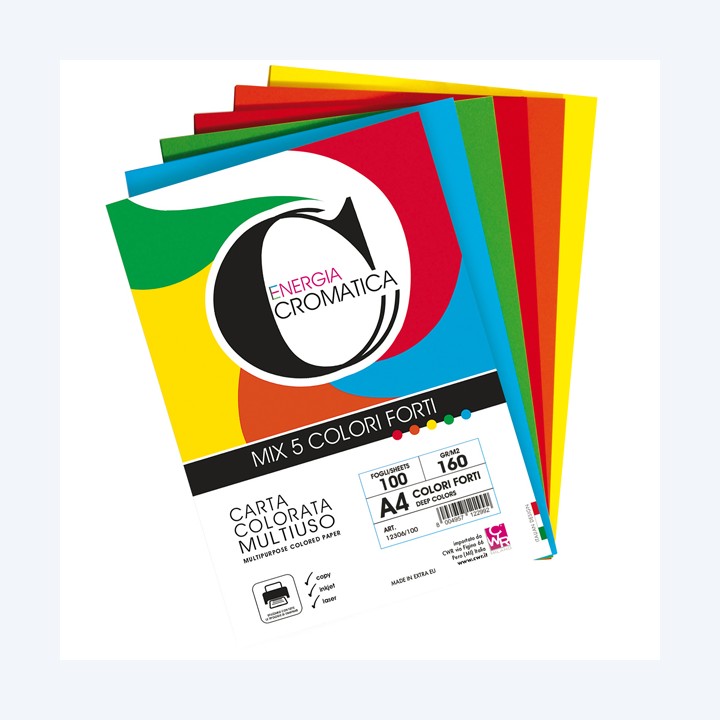 Risma carta Cromatica A4 160 gr colori — 103102 | Ecotempo