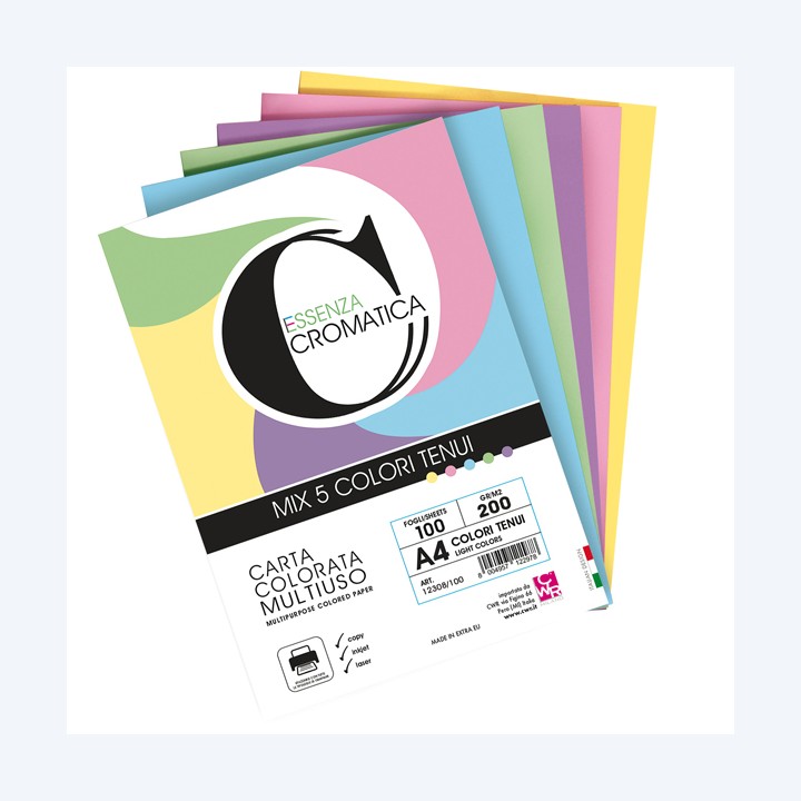 Risma carta Cromatica A4 200 gr colori — 103103 | Ecotempo