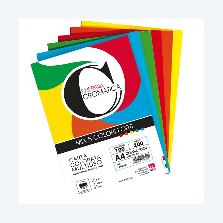 Risma carta Cromatica A4 200 gr colori — 103104 | Ecotempo