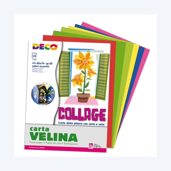 Carta velina 50 x 76 cm 20 gr 5 colori — 103107 | Ecotempo