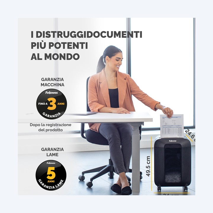 Distruggidocumenti LX85 a frammenti nero Fellowes | Ecotempo