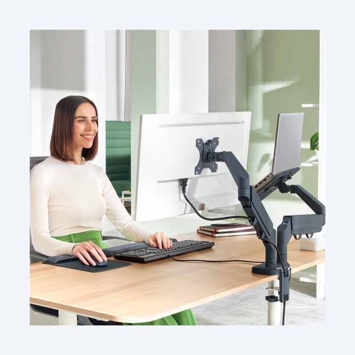 Braccio salvaspazio per 2 monitor & — 103573 | Ecotempo