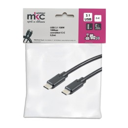 Cavo USB 3.1 C/C 100W 10Mbps 0,5 mt MKC Melchioni | Ecotempo