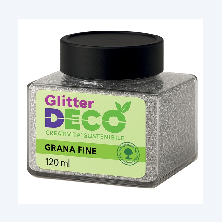 Glitter Bio grana fine 120ml argento Deco | Ecotempo