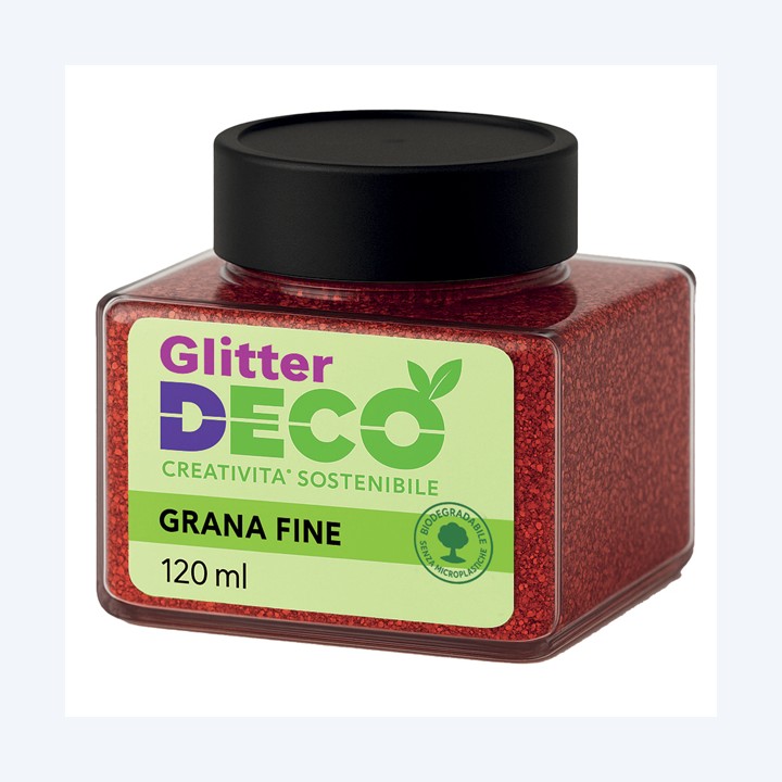 Glitter Bio grana fine 120ml rosso Deco | Ecotempo