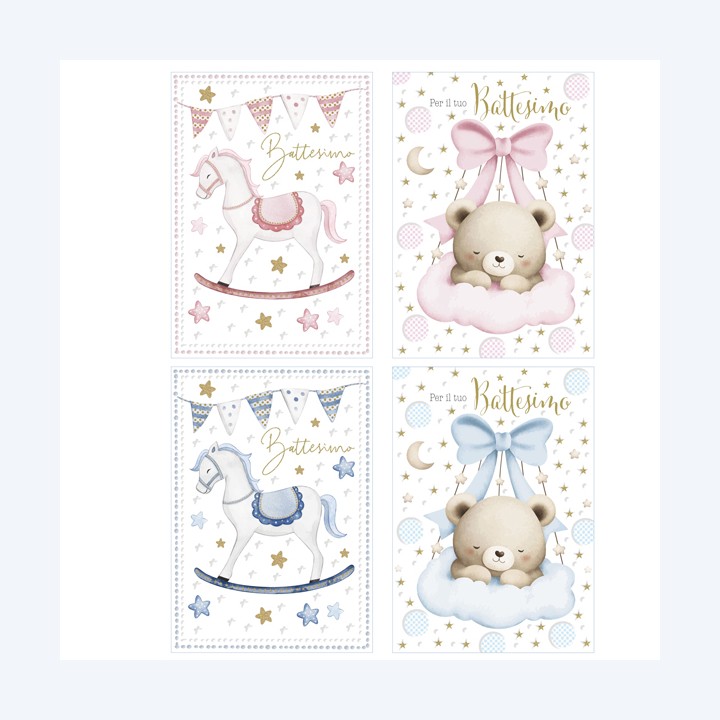 Biglietto Battesimo con glitter — 104150 | Ecotempo