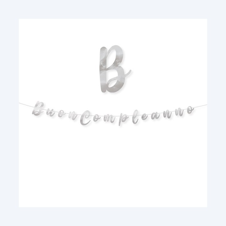 Festone Buon compleanno in cartoncino argento Big Party | Ecotempo