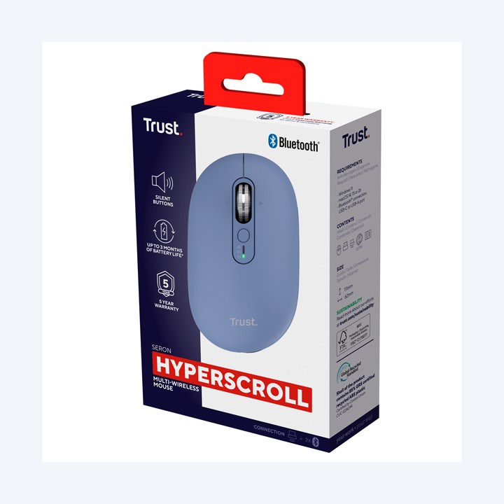 Mouse ultrasottile wireless ricaricabile Blu Trust | Ecotempo