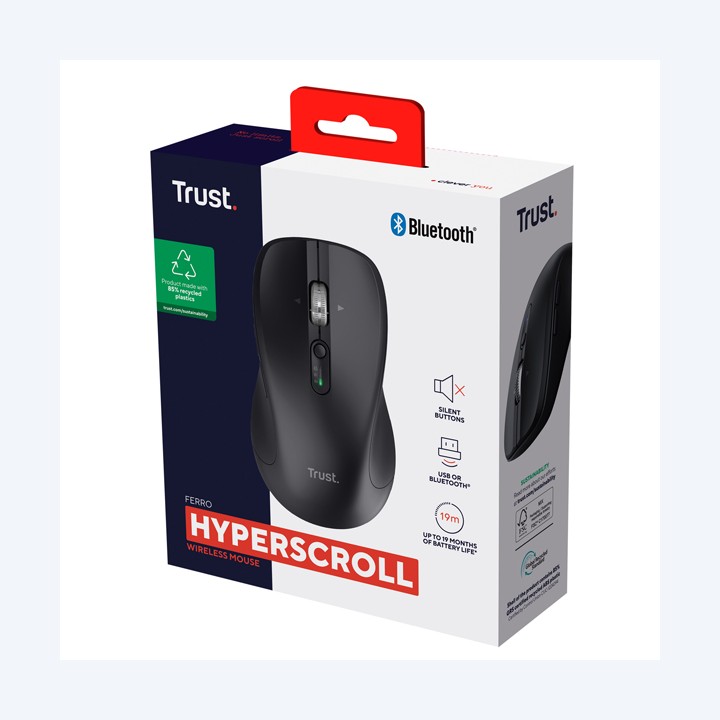 Mouse wireless Ferro Nero Trust | Ecotempo