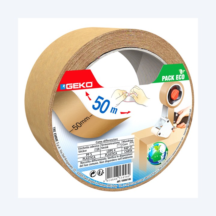 Nastro adesivo 5 cm x 50 m carta avana Geko | Ecotempo