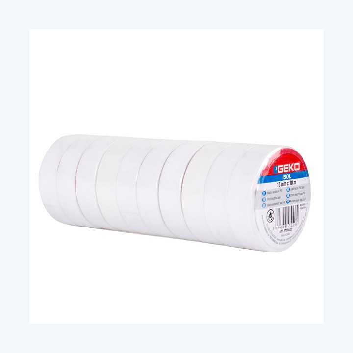 Nastro adesivo isolante 15mm x 10 m PVC bianco Geko | Ecotempo