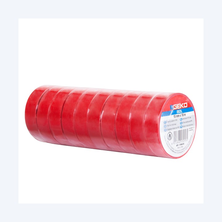 Nastro adesivo isolante 15mm x 10 m PVC rosso Geko | Ecotempo