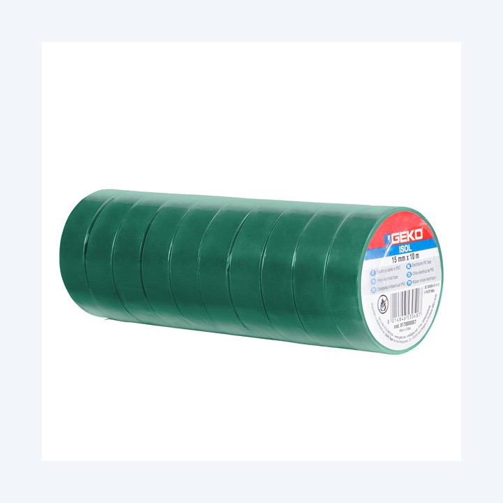 Nastro adesivo isolante 15mm x 10 m PVC verde Geko | Ecotempo