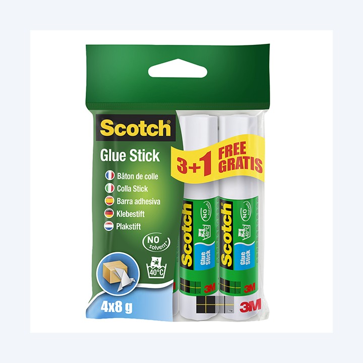 Colla stick permanente 8 gr Scotch Promo pack 3+1 pezzi | Ecotempo