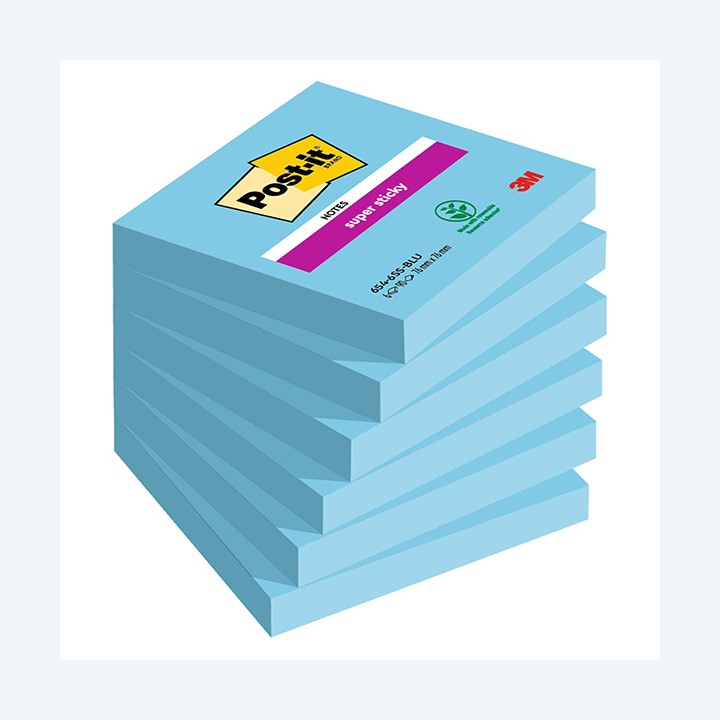 Blocco Post-it Super Sticky 654-6SS-BLU — 105337 | Ecotempo