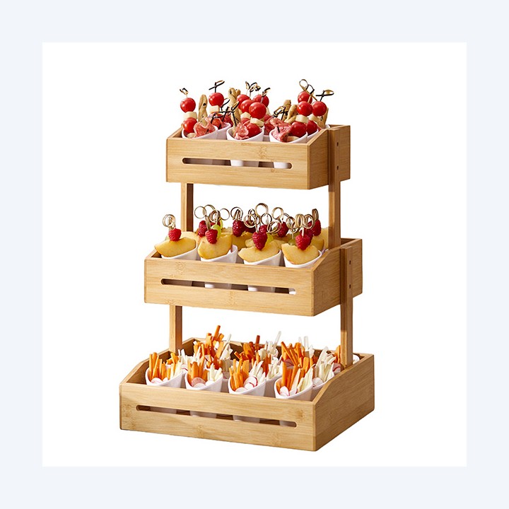 Espositore buffet 3 piani bamboo naturale H 41cm Leone | Ecotempo