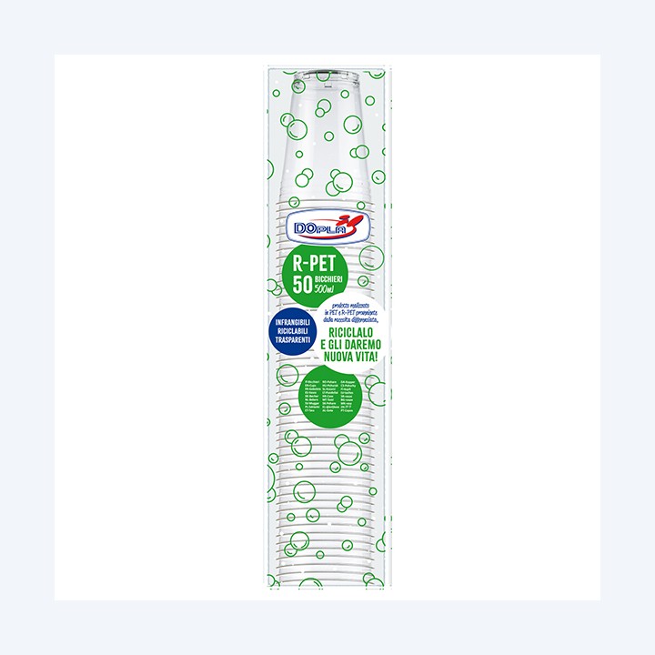 Bicchiere trasparente rPET 400 ml Dopla conf. 50 pezzi | Ecotempo