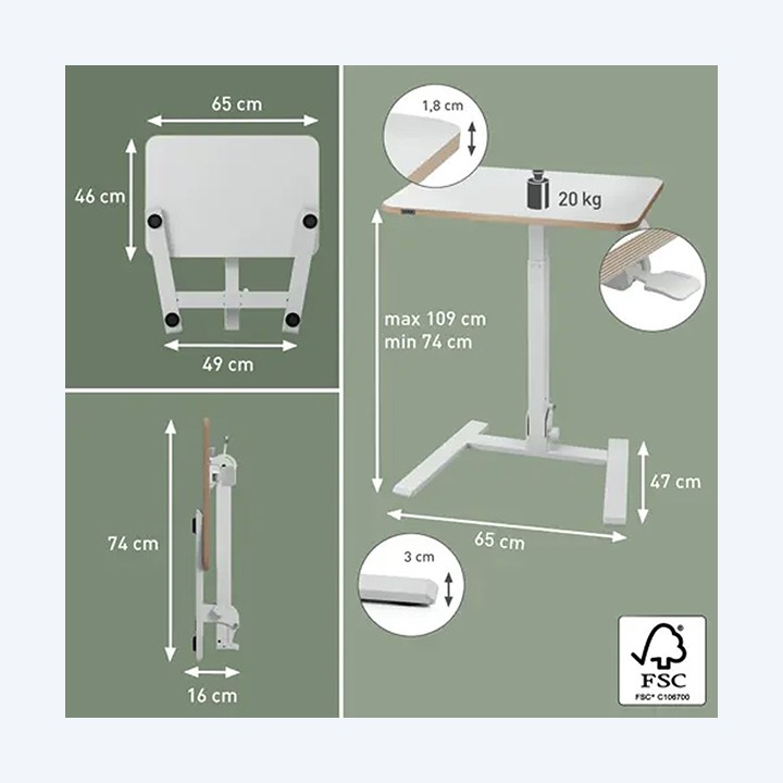 Scrivania Compatta Pneumatica Sit-Stand — 105803 | Ecotempo