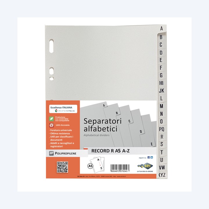 Separatore alfabetico A/Z Record R PP — 25662 | Ecotempo