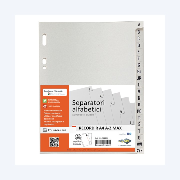 Separatore alfabetico A/Z Record R PP — 25664 | Ecotempo