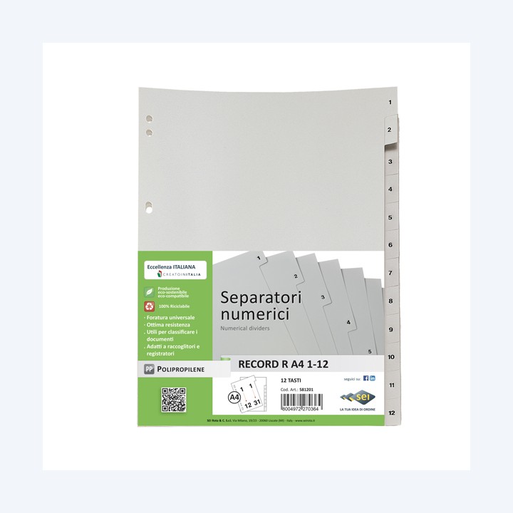 Separatore numerico 1/12 Record R PP 21 — 25668 | Ecotempo