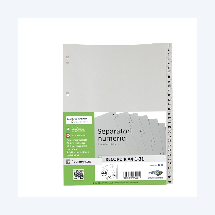 Separatore numerico 1/31 Record R PP 21 — 25669 | Ecotempo