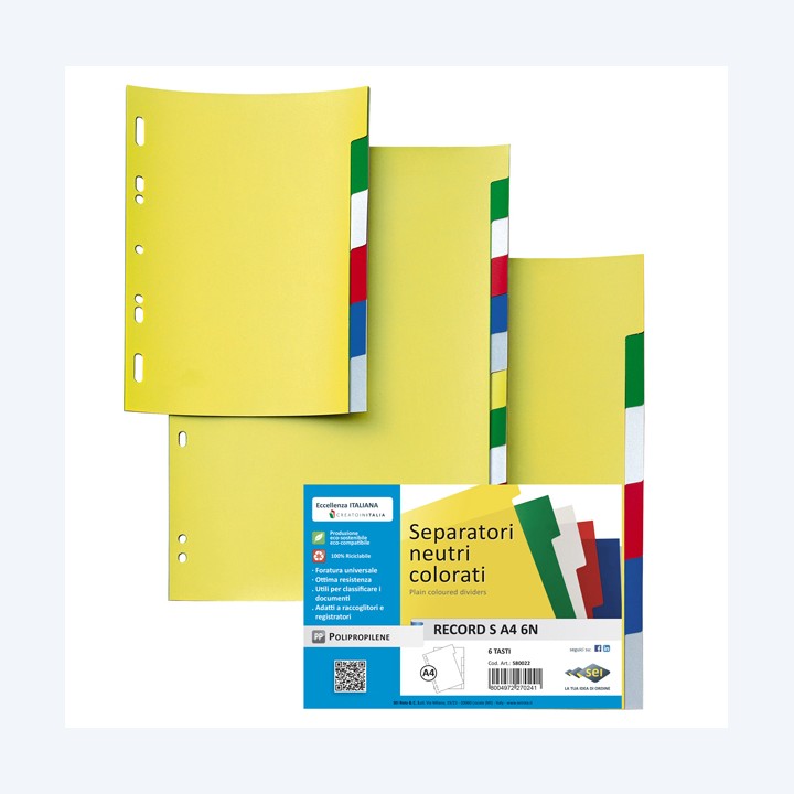 Separatore Record S 6 tasti PP 21 x — 25671 | Ecotempo
