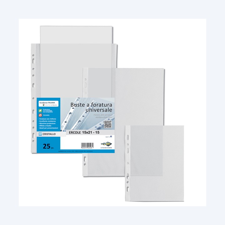 Buste forate Ercole PVC liscio 15 x 21 — 25988 | Ecotempo