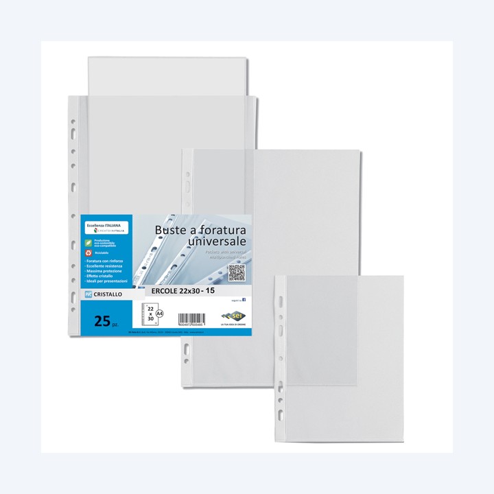 Buste forate Ercole PVC liscio 22 x 30 — 25993 | Ecotempo