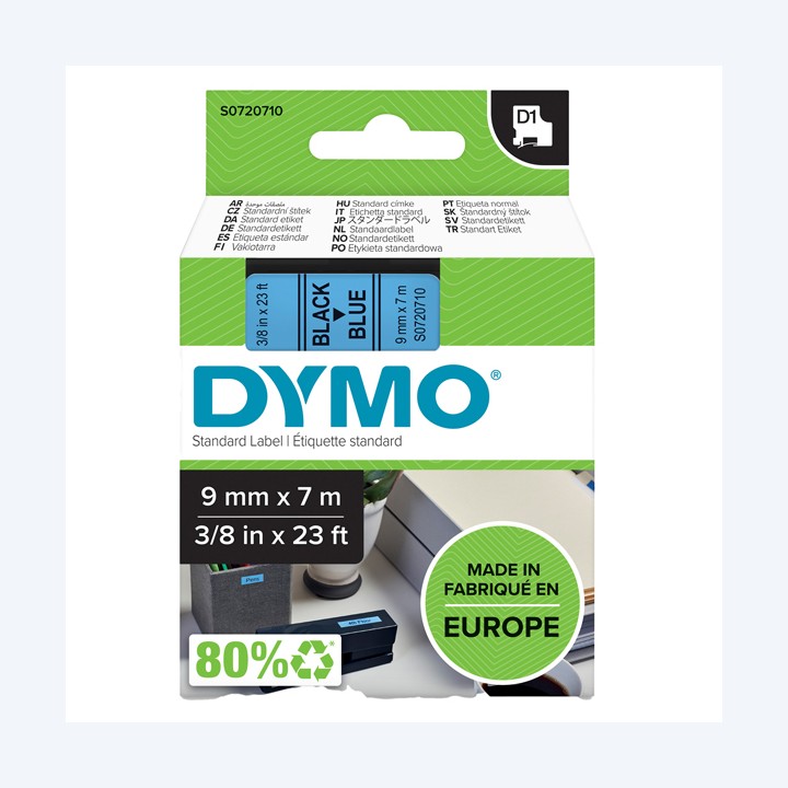 Nastro D1 standard 409160 9 mm x 7 mt PL nero/blu Dymo | Ecotempo