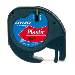 Nastro Letratag 912030 12 mm x 4 mt plastica rosso Dymo | Ecotempo
