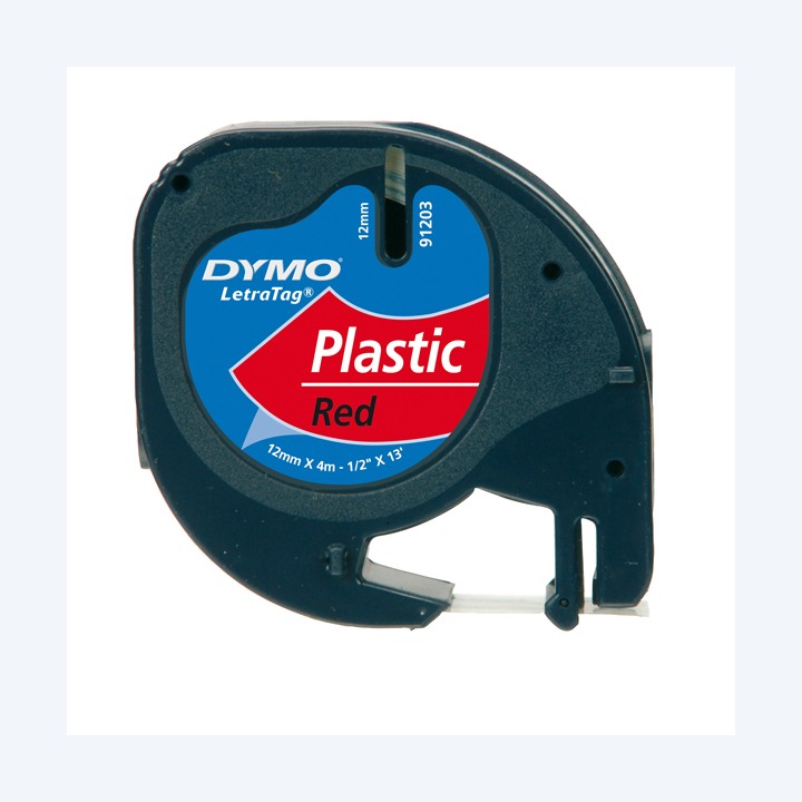 Nastro Letratag 912030 12 mm x 4 mt plastica rosso Dymo | Ecotempo