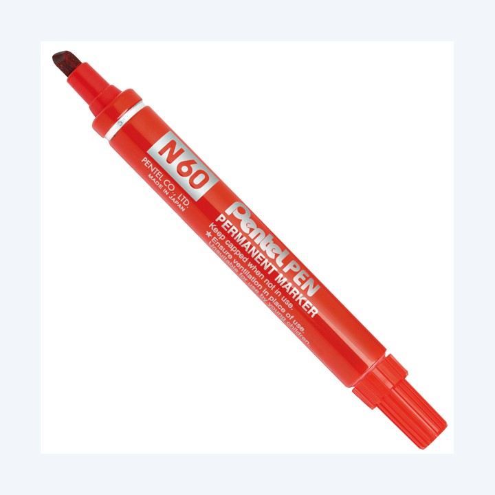 Marcatore permanente N60 punta scalpello rosso Pentel | Ecotempo