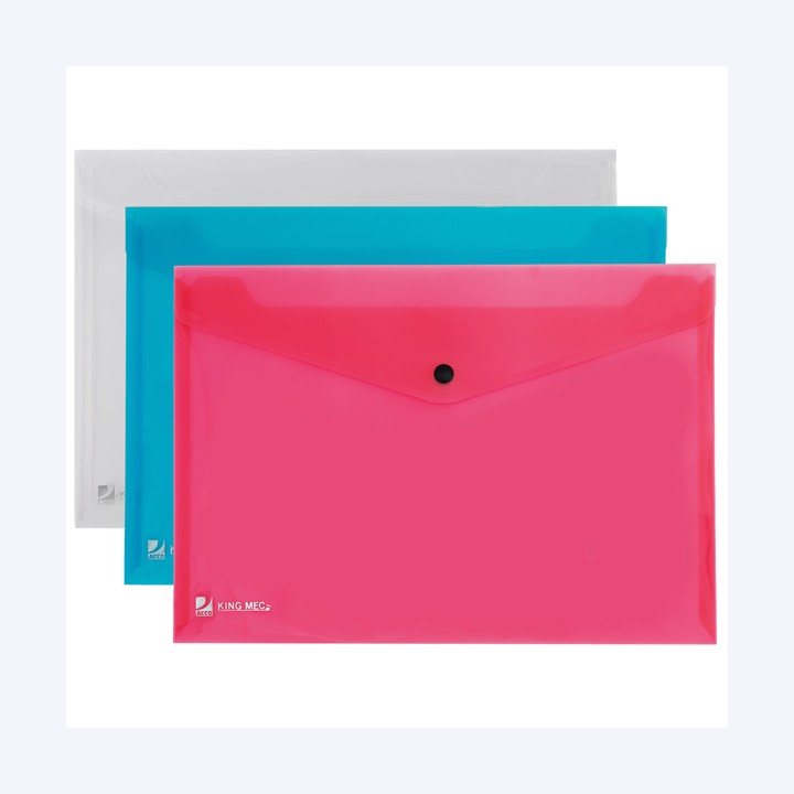 Busta con bottone Pull A4 PP colori assortiti King Mec | Ecotempo