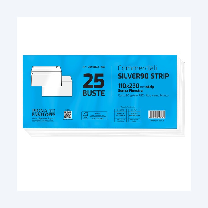 Busta SILVER90 STRIP FSC bianca — 32073 | Ecotempo