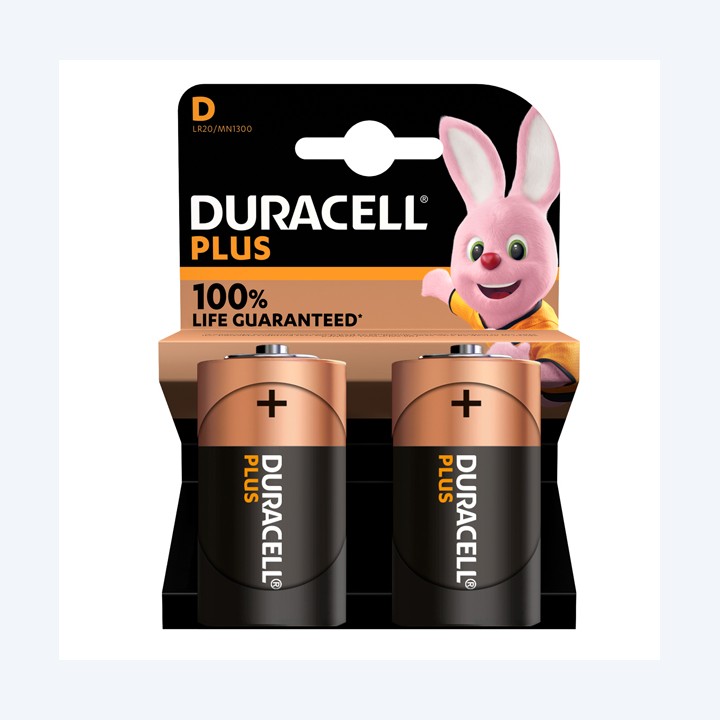 Pila torcia D LR20 MN1300 Plus Duracell blister 2 pezzi | Ecotempo