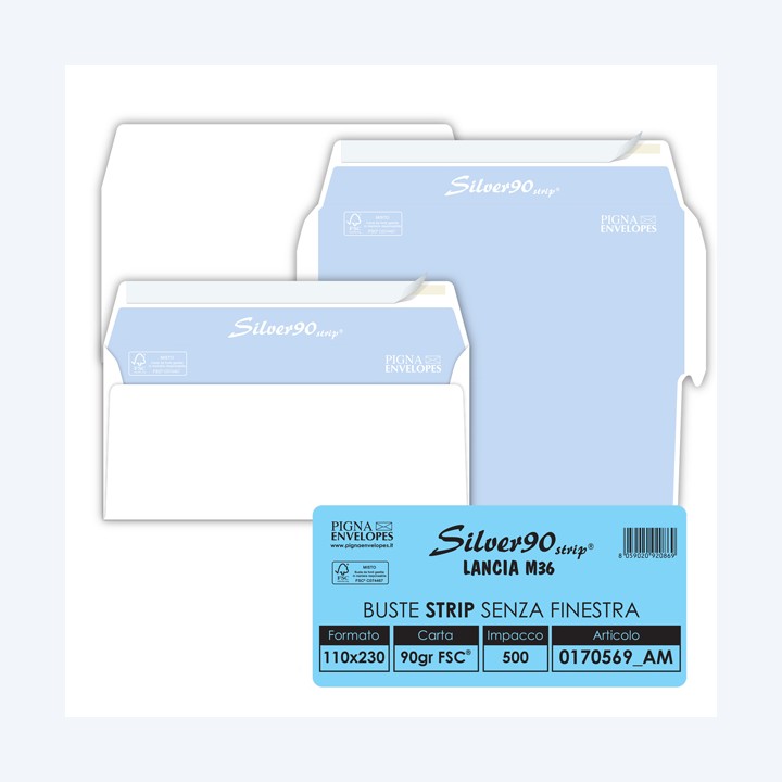Busta Silver90 Strip FSC senza finestra — 36972 | Ecotempo
