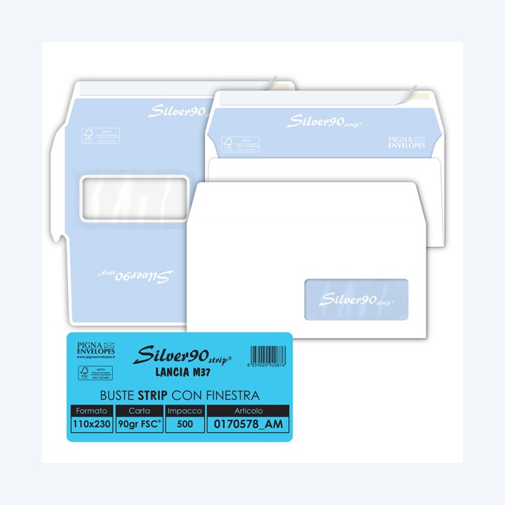 Busta Silver90 Strip FSC con finestra — 36973 | Ecotempo