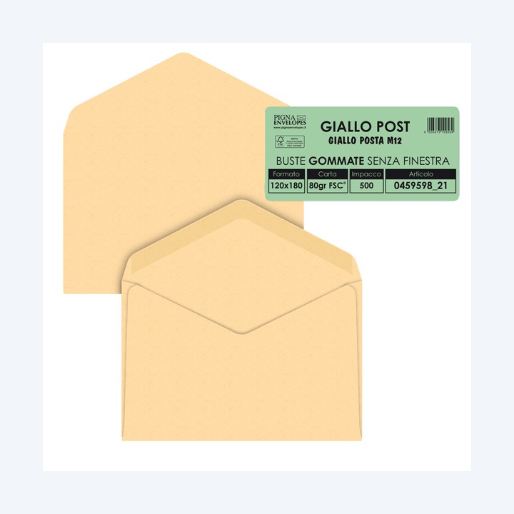 Busta Giallo Postale gommata 12 x 18 cm — 36977 | Ecotempo